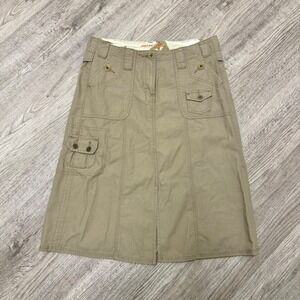Riders by Lee Copper Khaki Tan Cargo Midi Skirt Size 9M Cotton Utility Pocket